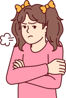 Kızgın küçük kız kollarını kavuşturup anaokulu çalışanları tarafından cezalandırıldıktan sonra acı çekiyor.