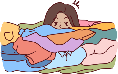 Kirli çamaşırların yanında çamaşır deterjanıyla yıkanması gereken bir kadın yüzü.