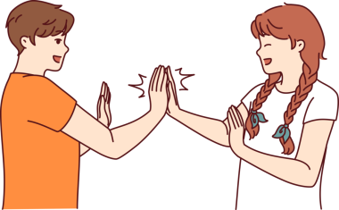 Çocuklar el çırpma oynuyorlar gülüyorlar ve gençlerin arkadaşlığından ve mutlu çocukluklarından zevk alıyorlar.