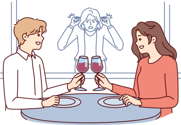 Takipçi kız eski erkek arkadaşının randevusunu izliyor. Restoranda yeni kız arkadaşıyla şarap içiyor.