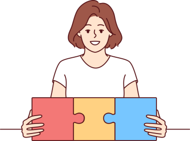 Kadın başarılı bir şekilde labirent parçalarını birleştiriyor. Kariyer ya da özel hayattaki planlamayı simgeliyor. Gülümseyen kız bulmaca tasarımı gösteriyor, planlama sisteminin varlığını duyuruyor.