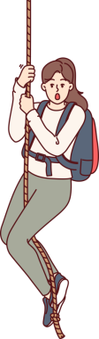Korkmuş kadın tırmanışçı ipe tutunur ve korkudan ağzını açar ya da vücutta adrenalin salgılar. Kız ekstrem sporlar yapıyor ve adrenalin hormonu uğruna yürüyüş yapmayı seviyor..