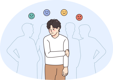 Üzgün adam toplum içinde rahatsız olur.