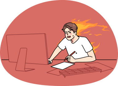 Stresli adam bilgisayarda son teslim tarihi ile çalışıyor