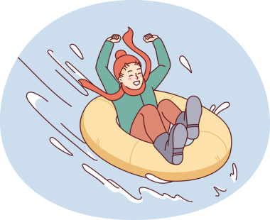 Kış tepesinden gelen mutlu çocuk