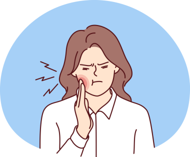 Sağlıksız kadın diş ağrısı çekiyor.