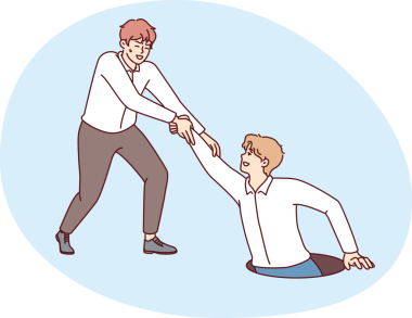 Arkadaşını kurtaran adam yere düştü ve zor durumlarda yardım elini uzattı. Ekonomik sorunlar veya kriz sonrasında genç işadamlarına yardım