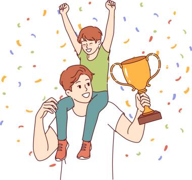 Şampiyon ödüllü baba ve oğlu kürsüde babalar gününü kutluyor ve varisi olduğu için gurur duyuyor. Genç adam çocuk yetiştirmede başarılı olduğu için yılın en iyi babası ödülüne layık görüldü.