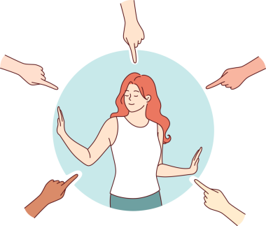 Kadın kişisel sınırları korur ve etrafındaki insanların elektrik süpürgesini işgal etmesini engeller. Kişisel sınırlar, genç kızı ruh halini bozmak ve kızı gücendirmek isteyen düşünceli öncülerden kurtarır.