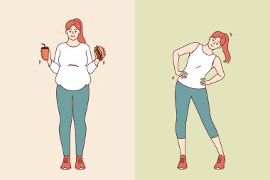 Obezite kadın diyet ve egzersiz sayesinde kilo verdi ve güzel ve ince bir vücut elde etti. Fast food restoranlarından abur cubur ya da soda yemeyi bıraktıktan sonra kız obeziteden kurtuldu.