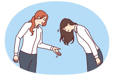Kadın Asyalı meslektaşını ya da potansiyel iş ortağını saygı ve sadakat göstergesi olarak selamlıyor. Farklı etnik gruplardan iş adamları kendi kültürlerinden tanıdık selamlar sergiliyor.
