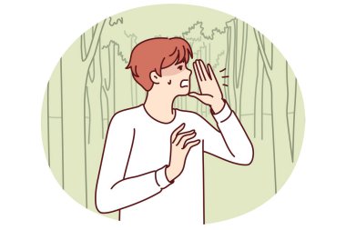 Ormandaki çığlıklarda kaybolan adam yardım çağırmaya ve yoğun büyüyen ağaçların arasında evin yolunu bulmaya çalışıyor. Ormanda yürüyen korkmuş bir adam harita ve navigasyon cihazlarının eksikliği yüzünden kaybolmuş.