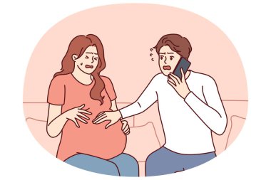 Endişeli bir kocanın yanındaki hamile kadın, karısının doğumunu ya da evliliğini bildirmek için doktoru ya da 911 'i arıyor. Korkmuş adam doğum öncesi doktoruna hamile gelinin karın ağrılarını anlatmak için telefon kullanıyor..