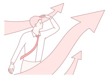 İş Büyüme ve Başarı kavramının tasviri çeşitli unsurları sergiliyor