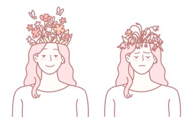 Çelişkili Duygular Güzel Çiçek Taç Çizimleri Derin Duygular ve Ruh halini yansıtıyor