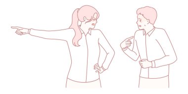 Bir anlaşmazlık gösteren bazı figürler vücut dilleri, ifadeleri ve jestlerinden görülebilir.