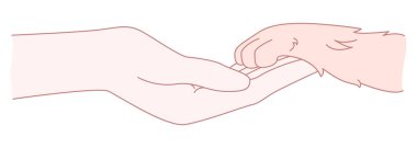 Bir insan eliyle hayvan pençesi arasındaki hassas ve nazik etkileşim bağlantıyı güzel bir şekilde sembolize eder.