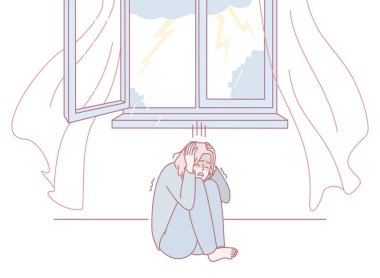 Kaygının bir göstergesi, fırtınalı bir gecede bir insanın açık bir pencerenin kenarına kıvrılıp yalnızlığı resmettiğini gösteriyor.