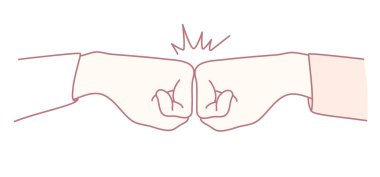 Bu sanat eserinde, iki yumruk tokuşturmayı simgeleyen, dostluğu ve karşılıklı desteği simgeleyen minimalist bir illüstrasyon yer alıyor.