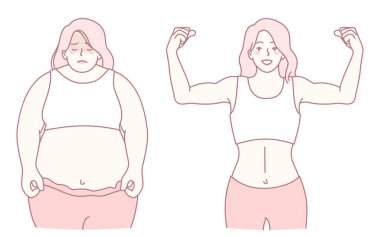Bir kadının kendini adama ve çabalama yoluyla etkileyici bir fitness dönüşümünün bir göstergesi.