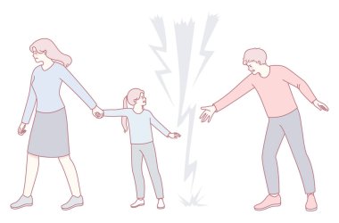 Bu çizim, ebeveynler ve çocuklar arasındaki yoğun aile çatışmasını ve duygusal karmaşayı gösteriyor.