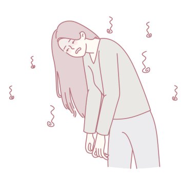 Görünür bir yorgunluk ve derin bir yorgunluk gösteren resimli bir kadın düşük enerjili gerçek bir anı yakalıyor.