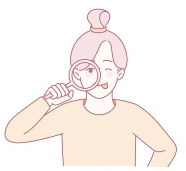 Oyuncu bir illüstrasyonda büyüteç kullanan bir kız, merakını ve keşif aşkını gözler önüne seriyor.