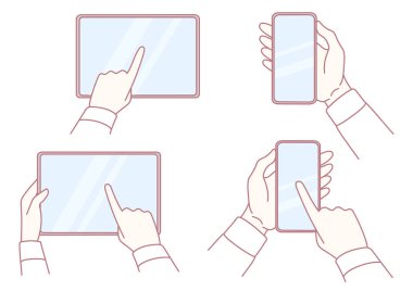 Akıllı telefonlar ve tabletler için el hareketlerinin gösterimi, özellikle dokunmatik ekran etkileşimleri için