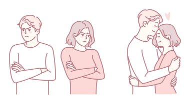 Çatışma, üzüntü ve aşk gibi çeşitli ilişki duygularını yaratıcı bir şekilde tasvir eden bir tasvir.