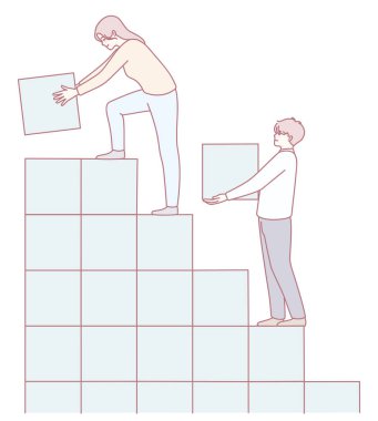 Yaratıcı bir çalışma ortamı içinde işbirliğini ve takım çalışmasını etkin bir şekilde gösteren görsel bir temsil