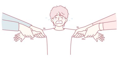 Harici baskı ve beklentiler altında ezilmiş hisseden bir insanı gösteren canlı bir tasvir.