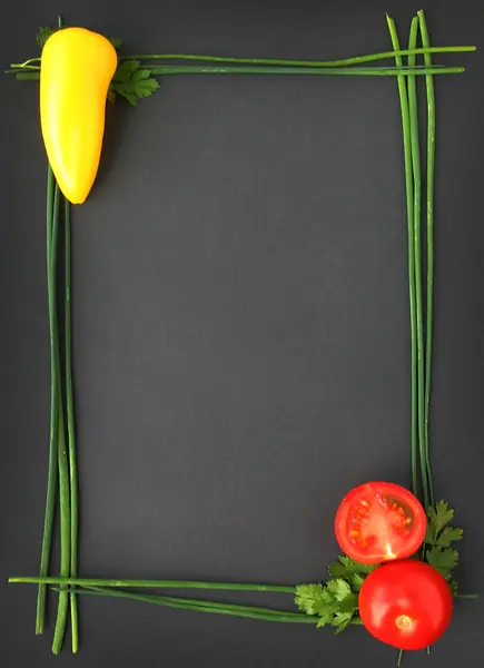 Verduras Sobre Fondo Negro Forma Marco —  Fotos de Stock