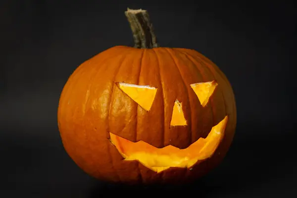 Halloween Dynia Głowa Jack Latarnia Czarnym Tle Zdjęcie Stockowe