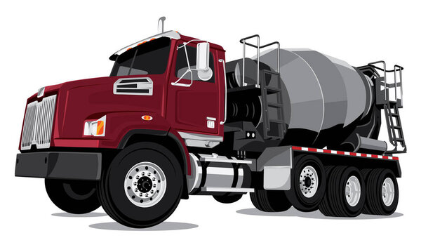 Truck with a concrete mixer on a white background. Vector illustration