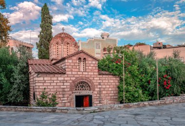The church of Saints Asomatoi, dating from the mid-11th century in the very center of Athens, Greece. clipart