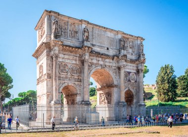 Rome, Italy - September 13 2014: The Arch of Constantine, a triumphal arch dedicated to the emperor Constantine the Great. clipart