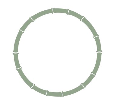 Yeşil bambu sap dairesi çerçevesi. Doğal yuvarlak metin kutusu. Bambu dalı sınırı. Boş çerçeve şablonu. Beyaz arkaplanda düz bir şekilde izole edilmiş vektör illüstrasyonu.