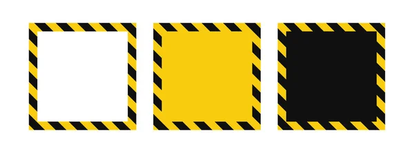 Marco Cuadrado Advertencia Con Rayas Diagonales Amarillas Negras Marco Advertencia — Vector de stock