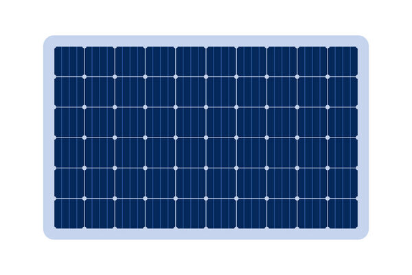 Solar panel grid module. Sun power electric battery. Solar cell pattern. Sun energy battery panel background. Alternative eco energy source. Vector illustration isolated on white background.