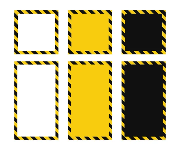 警告方框黄色和黑色对角线条纹 矩形报警框 黄色和黑色的警戒带边界 白色背景的矢量说明 — 图库矢量图片