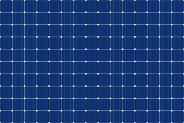 Güneş paneli ızgarası kusursuz desen. Güneş enerjisi pil dokusu. Güneş hücresi deseni. Güneş enerjisi paneli pürüzsüz arka plan. Eko elektrik. Mavi arkaplanda vektör illüstrasyonu.