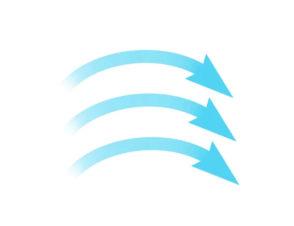 Fluxo Flecha Azul Mostrando Direção Movimento Seta Direção Vento Frio —  Vetores de Stock