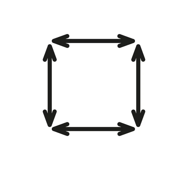 Quadratische Fläche Symbol Pfeilzeichen Flächenvermessung Quadratmetersymbol Piktogramm Platzieren Vektorumriss Illustration — Stockvektor
