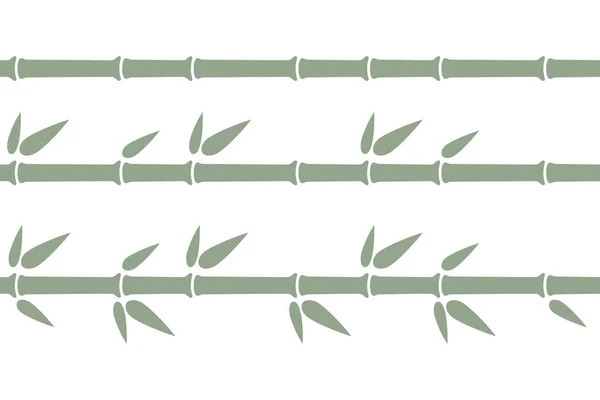 Zöld Bambusz Szár Zökkenőmentes Vonalak Bambuszág Szegély Levelekkel Vektor Illusztráció — Stock Vector