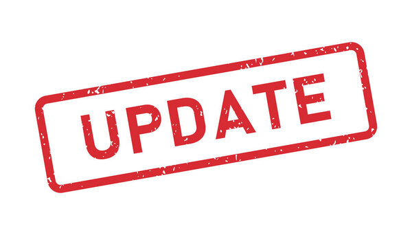 Красно-белый штамп. Набор стикеров с обновлением. Гранж винтажный квадратный ярлык. Векторная иллюстрация на белом фоне.