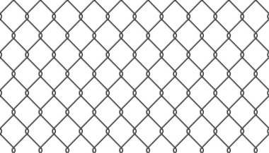 Realistic metal wire chain link fence seamless pattern. Steel lattice with rhombus, diamond shape. Grid fence background. Prison wire mesh seamless texture. Vector illustration on white background.