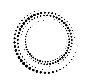 Dotted gradient circle. Halftone effect circular dotted frame. Progress round loader. Half tone circle. Vector illustration isolated on the white background.