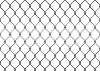 Realistic metal wire chain link fence seamless pattern. Steel lattice with rhombus, diamond shape. Grid fence background. Prison wire mesh seamless texture. Vector illustration on white background.