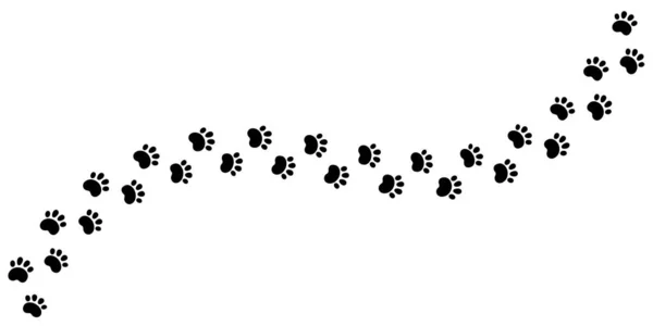 Собача Лапа Друкує Хвильову Лінію Симпатичний Відбиток Кота Стежка Ноги — стоковий вектор