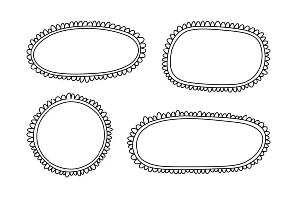 Doodle Circle Square Scalloped Frames Hand Drawn Scalloped Edge Rectangle — Stok Vektör